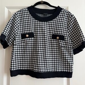 Ann Taylor Monochrome Houndstooth Sweater